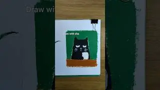 black cat drawing with oil pastel