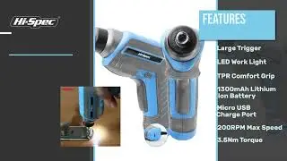 Hi-Spec 27 Piece Blue 4.8V Electric Cordless Power Screwdriver & Bit Set. Lightweight & Easy to Use.