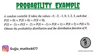 A random variable X take the value  -3,-2,-1,0,1,2,3, such that obtain the probability distribution