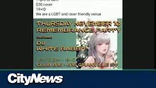 The Royal Canadian Legion raises questions over Vancouver nightclub's 'Remembrance Party'