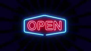 Open neon sign 1 hour loop