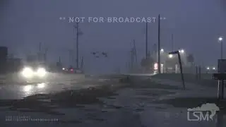 07-08-2024 Surfside Beach TX - Hurricane Force Winds Continue at Daybreak with Damage and Surge!