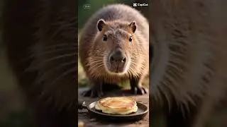 Capybara cooking a tiny breakfast. #capybara #relaxing #cute #animals #cooking