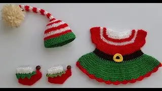 Gorro y botas Duende  o Elfa para reborn de 22 cm o 9 pulgadas ropa para muñecas de  22 cm a crochet