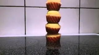 Lemon muffin tower falling over