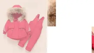 Kids Snowsuit Two Pcs Set Fur Collar Ski Coat and Winter
