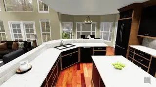 Black and stain kitchen with an open concept.