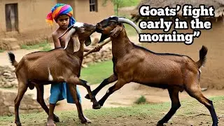 Goats&rsquo; Fierce Fight Early in the Morning | Amazing Animal Behavior Vlog&rdquo;