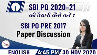 SBI PO SERIES | English | SBI PO PRE 2017 Paper Discussion | By Sraya Mahendras  | 4:45 pm
