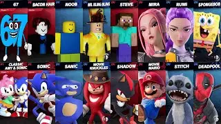 NEW Sonic vs Mario vs Roblox vs Minecraft vs Fortnite vs Brainrot vs 67 vs SpongeBob | Super Smash