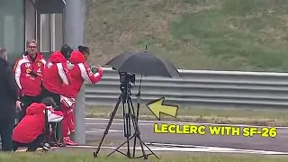 Lewis Hamilton enjoys filming Charles as he goes out in the new SF-26.