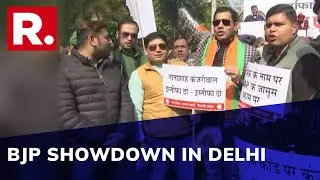 BJP Workers Stage Protests Outside AAP Office In National Capital