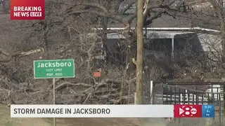 Many damaged buildings but no reported injuries so far in Jacksboro