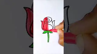 Easy Rose 🌹 drawing using letter S #drawing #rose #art #shorts #viral