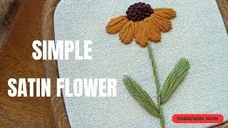 Easy flower embroidery tutorial‼️🥳| Satin stitch flower|French knots|Hand embroidery for beginners |