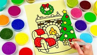 Sand Painting Cozy Christmas Fireplace