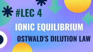 #04 Ionic equilibrium | Dissociation constant and Ostwald dilution law acids| Class 12 | HSC & CBSE