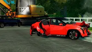 Beamng Drive - accident in the park during bridge repair - Car Games TV