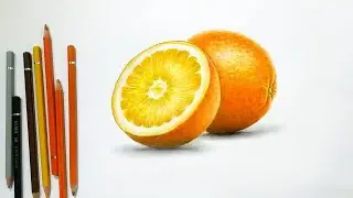 Lukisan 3D Menggambar buah Jeruk Realistis dengan pensil warna. sangat mudah!