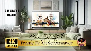 Vibrant WATERCOLOR Seascape WALL ART | 4k Frame TV Art | 2HR | #tvart #frametvart #framedart #4k