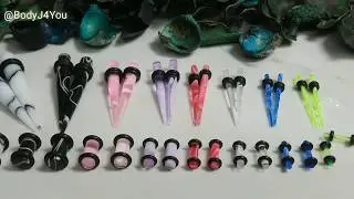 BodyJ4You Gauges Ear Stretching Kit GK0185 | Sizes 14G-0G Multicolor Marble Acrylic Taper Plug