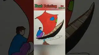 painting a boat oil pastel color #shorts #youtubeshorts