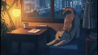 1 Hour Cozy Rainy Night with a Stretching Cat | Relax, Study & Sleep | CozySignal
