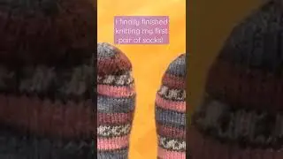 🧦 My first pair of handknit socks are finally off the needles - knitting - happy feet #shorts