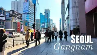 영하의 날씨, 겨울 햇살 속 ✨ 강남 거리 워킹투어 | A Winter Walk in Gangnam, Seoul | 4K