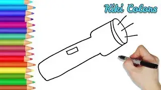 How to Draw Flashlight | Teach Drawing for Kids and Toddlers Coloring Page Video