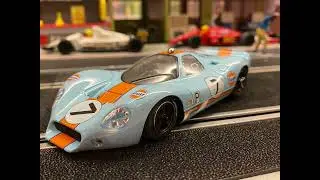 NSR Ford P68 test drive - on a track with a lot of Grip best Time 4,631 seconds Gulf Racing Slotcar