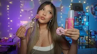 ASMR Girl in class asks to do your makeup, but you have headphones in 🎧 (mouth sounds & whispers) 