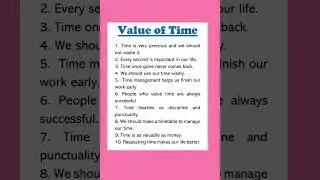 Value of Time 10 lines Essay in English Importance of Time