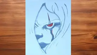 Draw Pennywise halfface || Pennywise face #art #pennywise 