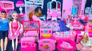 Beautiful And Satisfying Unboxing With HelloKitty Barbie Princess wardrobe makeover and bathroom toy