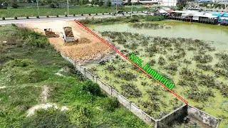 Update 85% Completed Process By KOMATSU DOZER D31p With Team 5t Dump Trucks Transported Soil