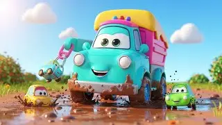 Hero Truck to the Rescue! Muddy Cars Get Back on Track 🚛🛤️ | Nursery Rhymes for Kids