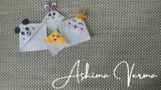 Easy Corner Bookmark / Origami paper craft / Panda bookmark / Bunny bookmark / emoji bookmark