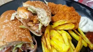 Crispy Chicken Fillet Burger | Juicy & Crunchy Burger at Home 🍔