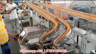 Working video of double-channel biscuit sandwich machine with packing machine