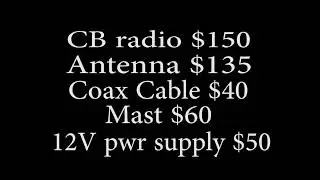 Average cost for CB and Antenna parts for base station or auto install