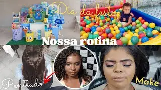 PREPARATIVOS FINAIS NO DIA DA FESTA DO MATHEUS/EU E MINHA FILHA NO SALÃO DE BELEZA