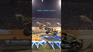 DAYUM THAT RACE WAS CLOSE! #monsterjam #Racing #automobile #SamBoydStadium #LasVegas #Nevada #ASC.MJ