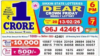 Lottery Live today 6pm 13.02.2026