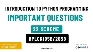 BPLCK105B/BPLCK205B Introduction to Python Programming Important Questions | BPLCK105B | BPLCK205B