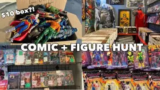 COMIC BOOK & ACTION FIGURE HUNT | $10 BOX OF DC FIGS?! #comics #vlog #comicbook #toyhunt #collector 