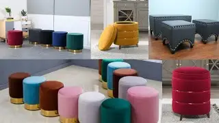 2023|| letast Pouffes || Stripe Fabric Pouffe in  Colours full