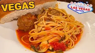 Calabrese-style Marinara, Linguine with Meatballs! at Village Pub Café, Ellis island, Las Vegas.