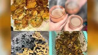 Barish m pikory&chai|white Handi or matka chai bani nuts 🥜 fry kye🫰sub ne bht enjoy kya😍