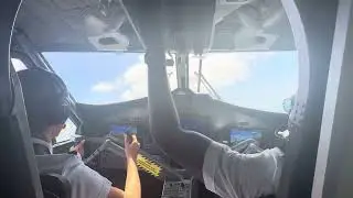 Amazing Cockpit View Static Take-off from St Maarten | Winair Twin Otter
